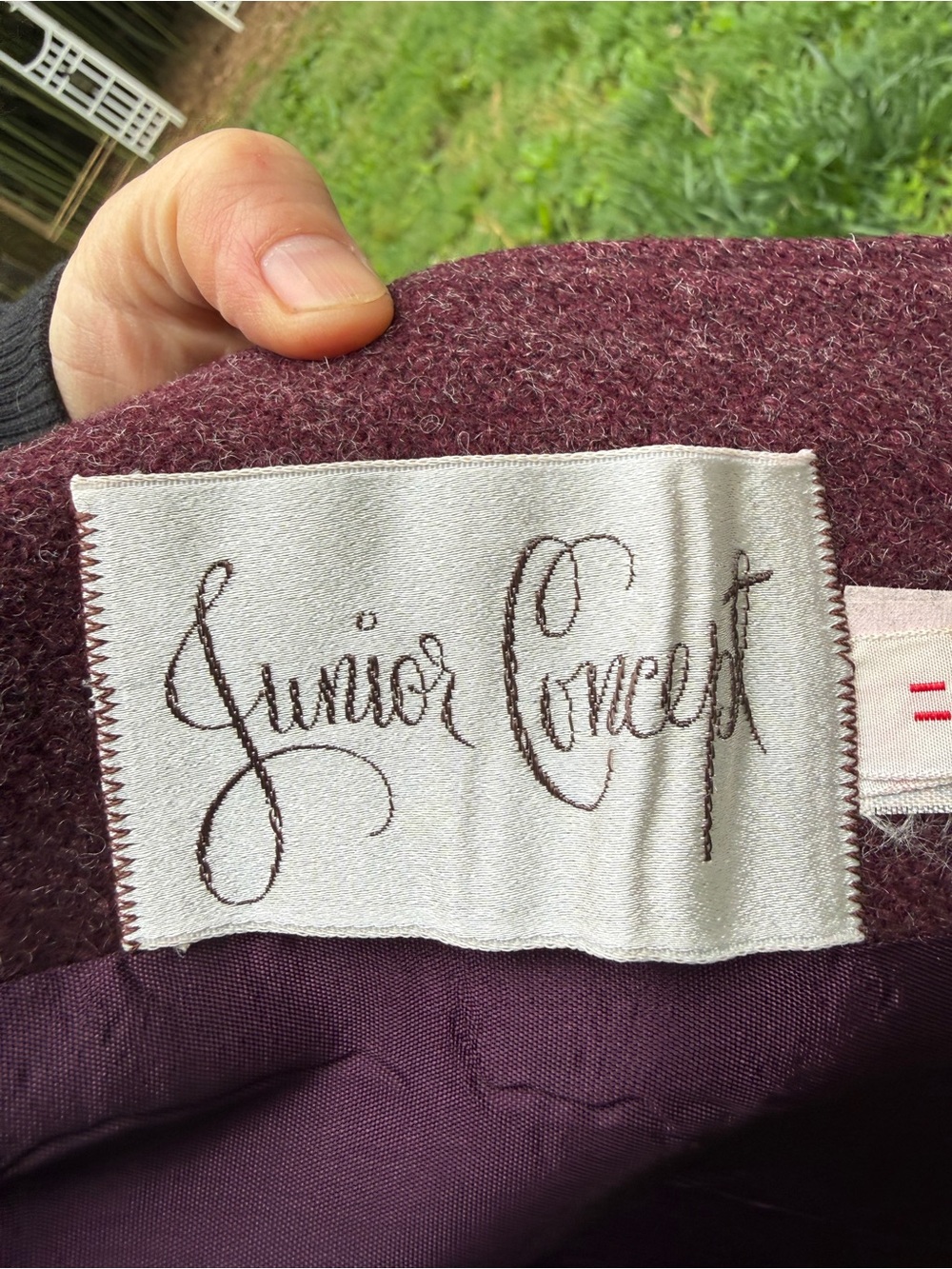 Womens Vintage Long Wool Blend Button-Front Coat - Burgundy - Picture 4 of 6